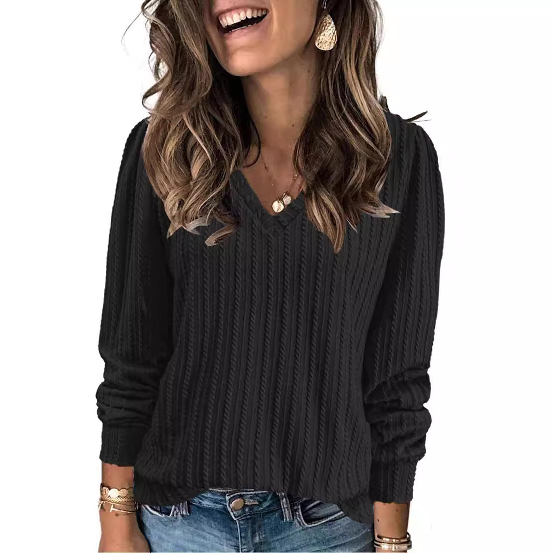 Women's Long Sleeve Collar Thin Knitted Shirt Sweaters