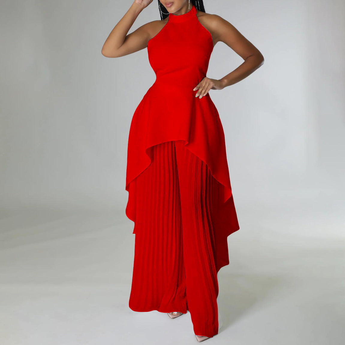 Set Summer Private Wear Backless Pleated Suits