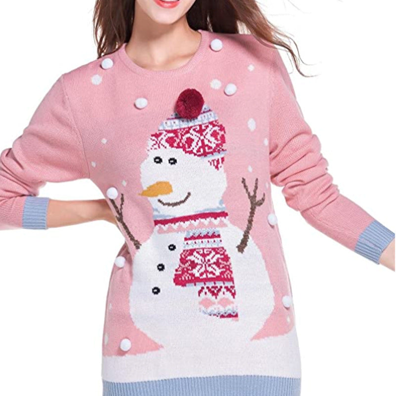 Beautiful Women's Christmas Neck Single-breasted Knitted Sweaters