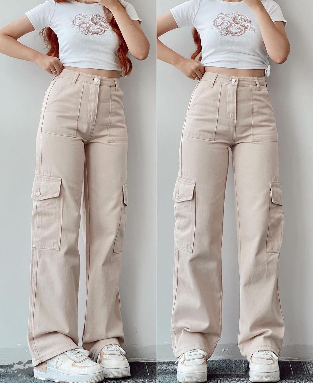 Pantalon décontracté à poches tridimensionnelles Pantalon taille serrée