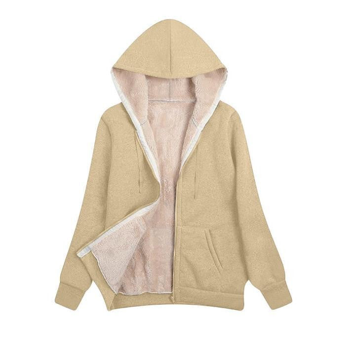 Women's Autumn Plush Hooded Long Sleeve Solid Color Sweaters