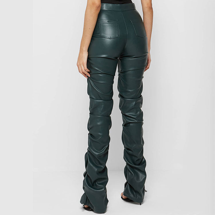 Pantalon en cuir long et moulant à la mode pour femme Pantalon de personnalité