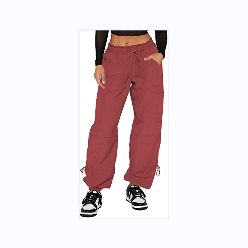 Pantalon cargo décontracté ample et droit glamour pour femme