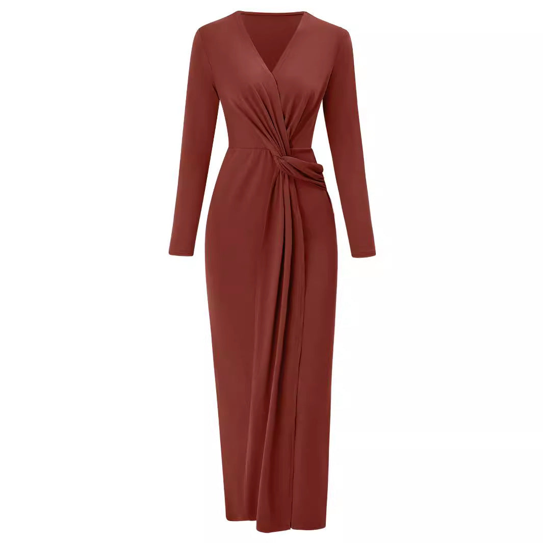 Women's Solid Color Twist Long Sleeves Dress Dresses