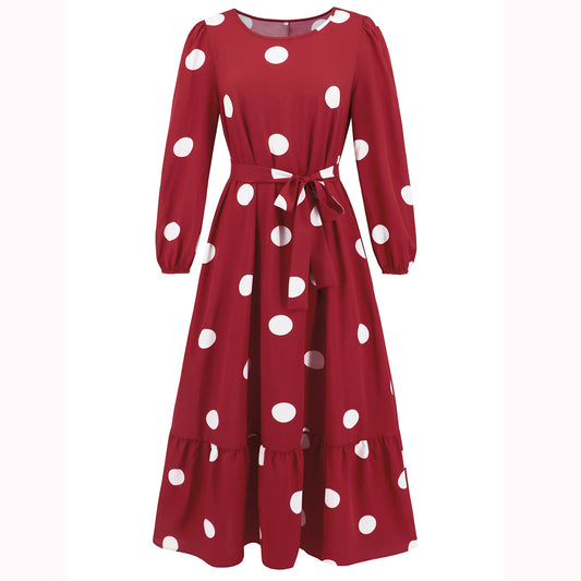 Women's Polka Dot Slim Dress Elegant Graceful Dresses