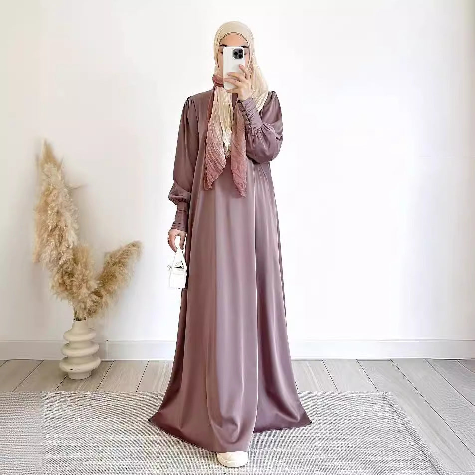 Women's Muslim Wear Soft Fashion Satin Large Dresses