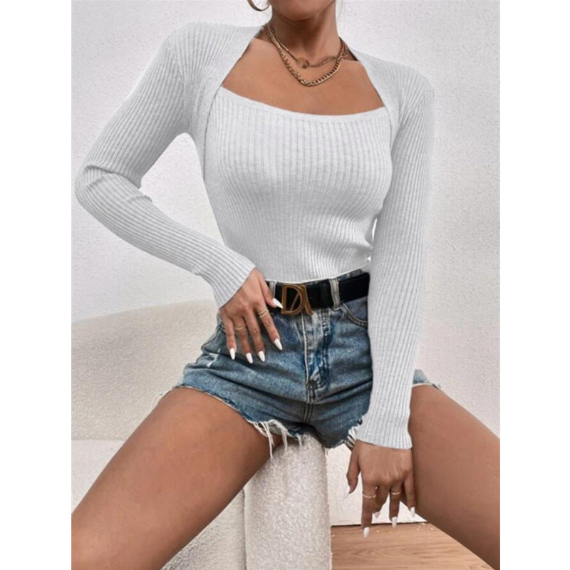 New Women's Slim-fit Long-sleeved Knitted Shirt Sweaters