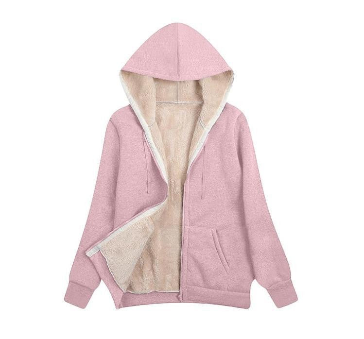 Women's Autumn Plush Hooded Long Sleeve Solid Color Sweaters