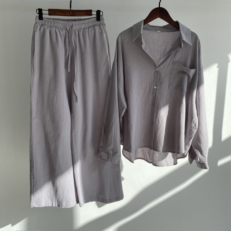 Women's And Linen Shirt Outfit High Waist Suits