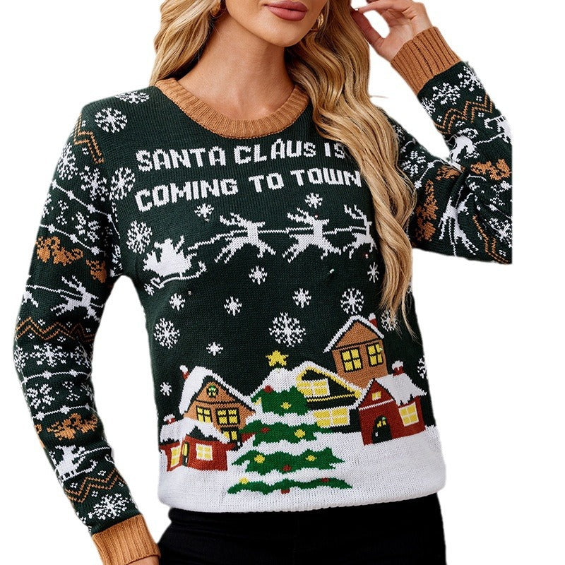 Women's Casual Round Neck Christmas Idle Style Sweaters