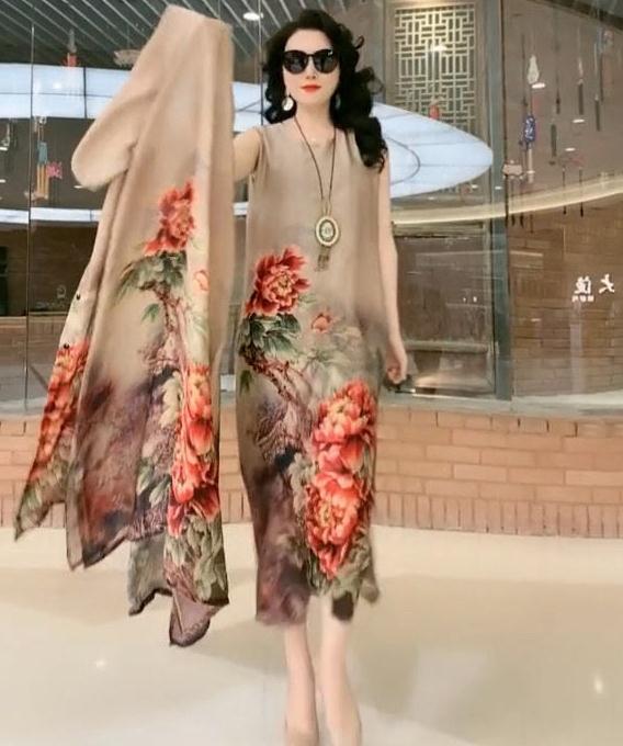 Silk Two-piece Set Fashion Loose Slimming Printed Suits