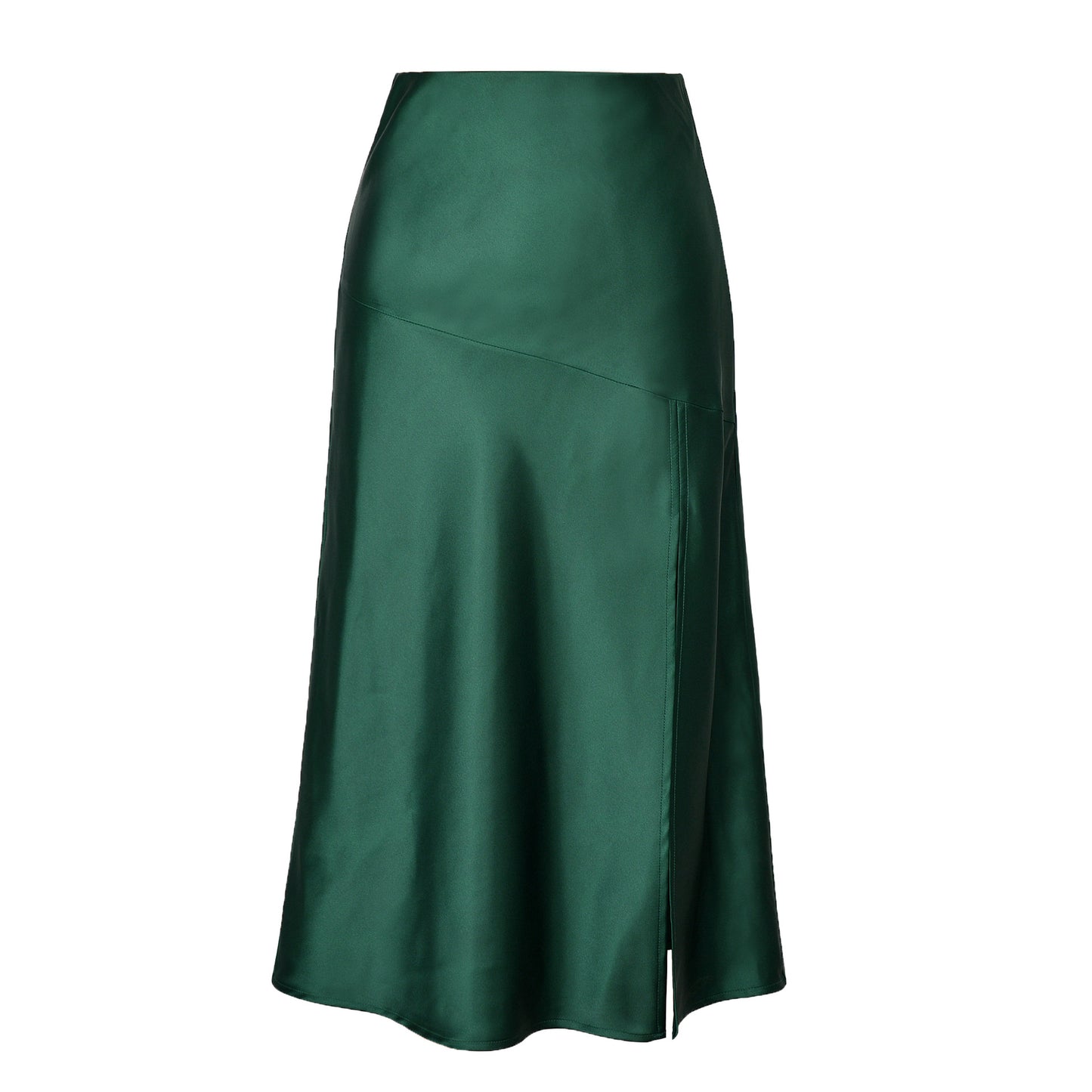 Women's Glossy Satin High-end Silky Pure Color Split Long Large Skirts