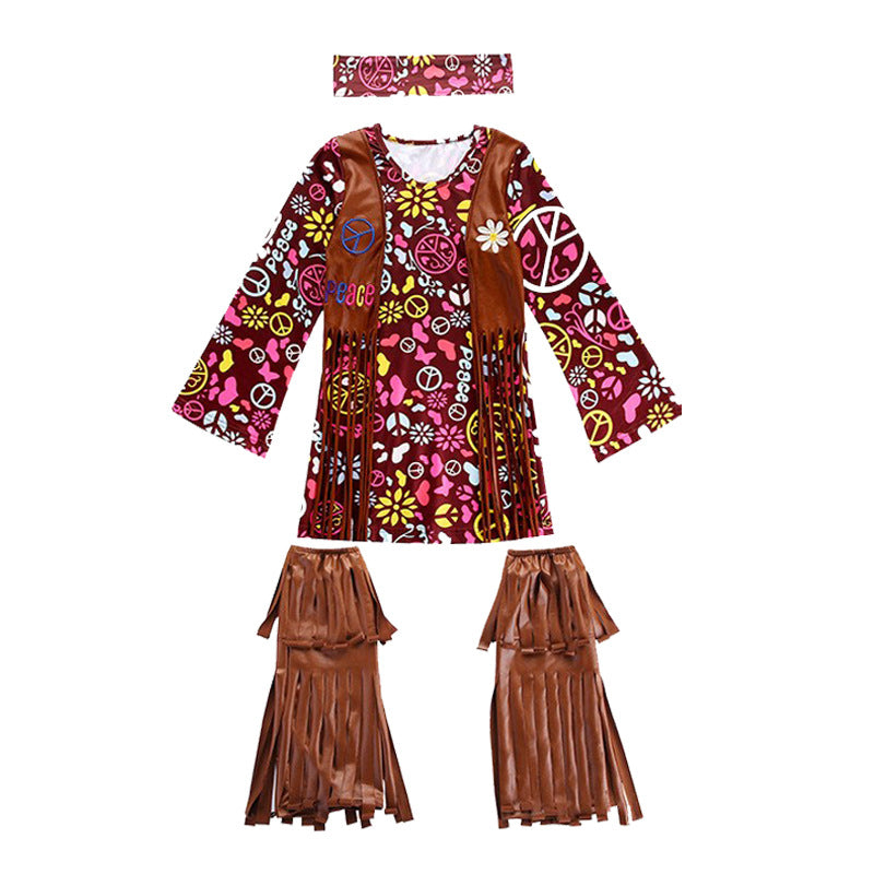 Women's Classy Halloween Tassel Hippie Retro Costumes