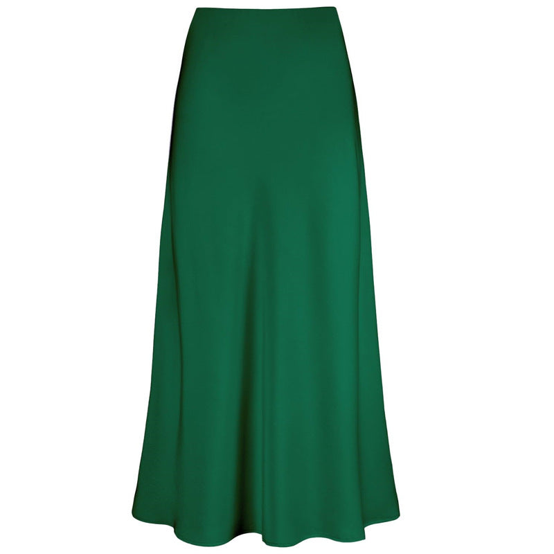 Women's Temperament Silky Texture Forged Surface Acetate Vertical High Skirts