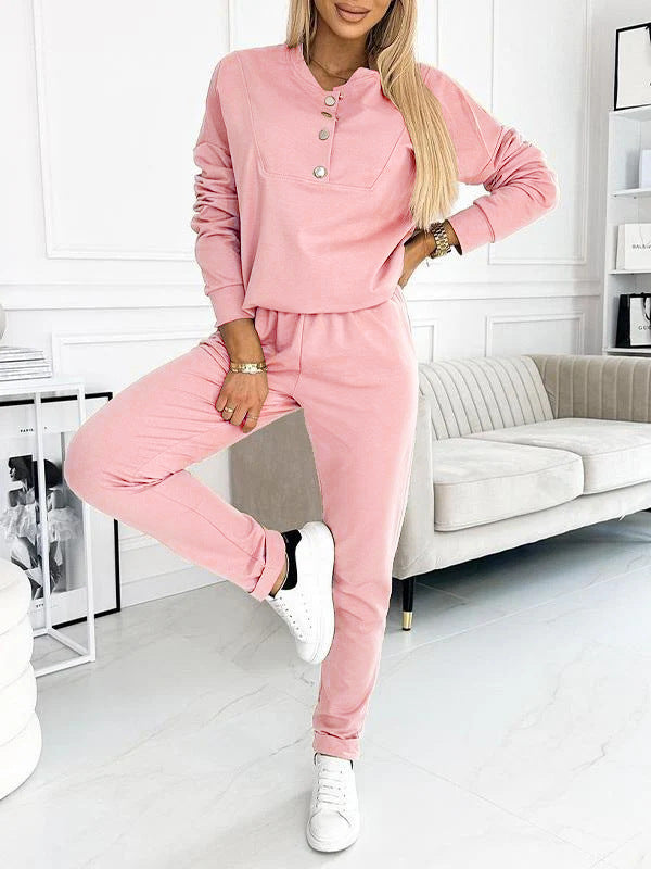 Women's Half Button Long Sleeve Casual Sports Suits