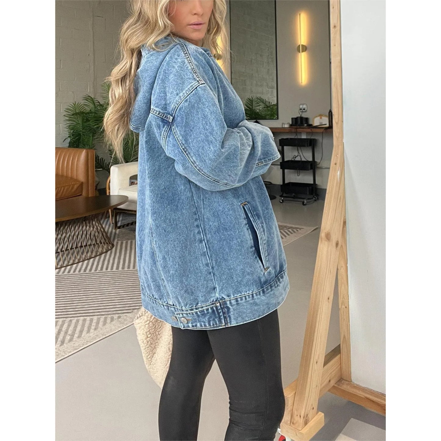 Women's Loose Hooded Pullover Denim Hoodie Sweaters