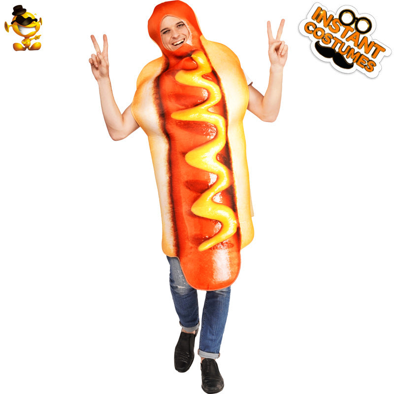 Combinaisons de spectacle sur scène pour adultes avec motif de hot-dog amusant