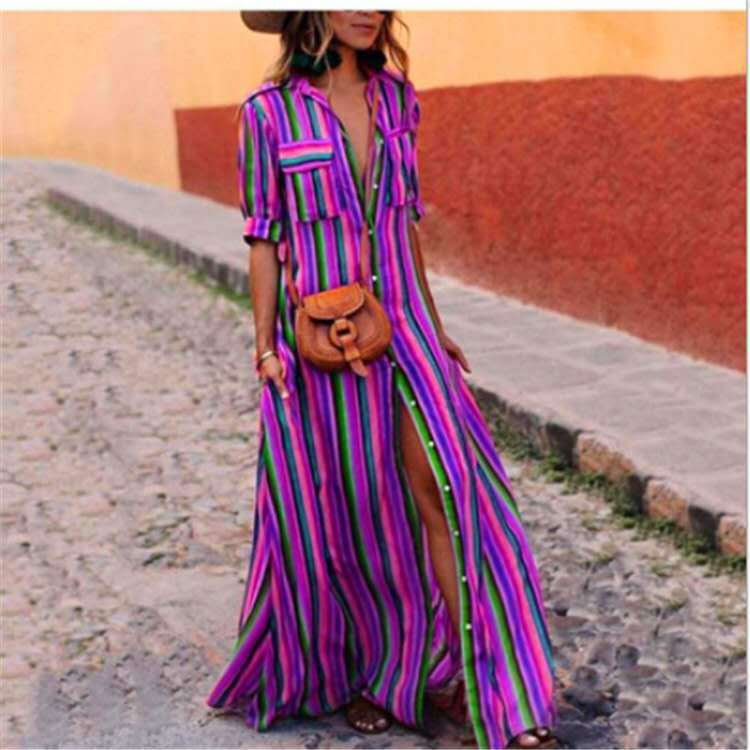 Women's Casual Innovative Striped Printed Dress Dresses