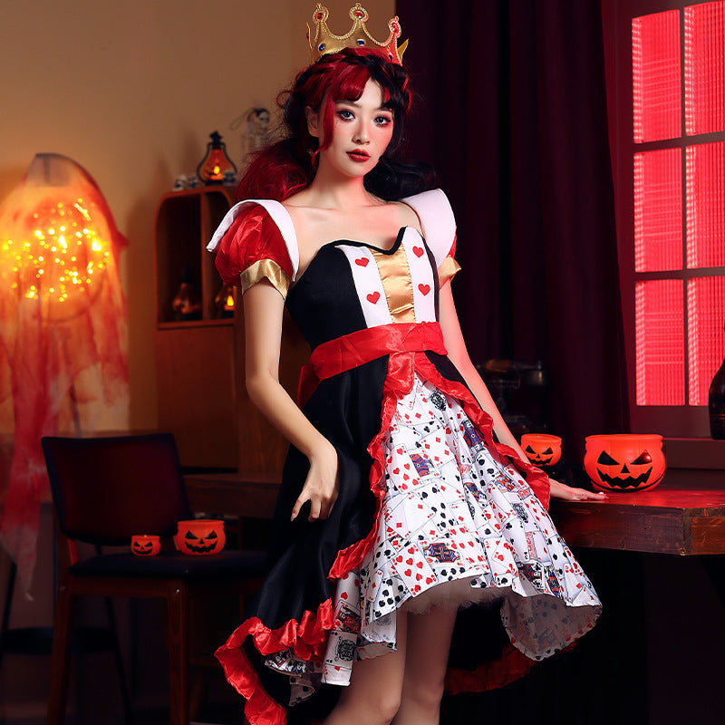 Robe imprimée Red Queen Poker Alice au pays des merveilles Peach Costumes