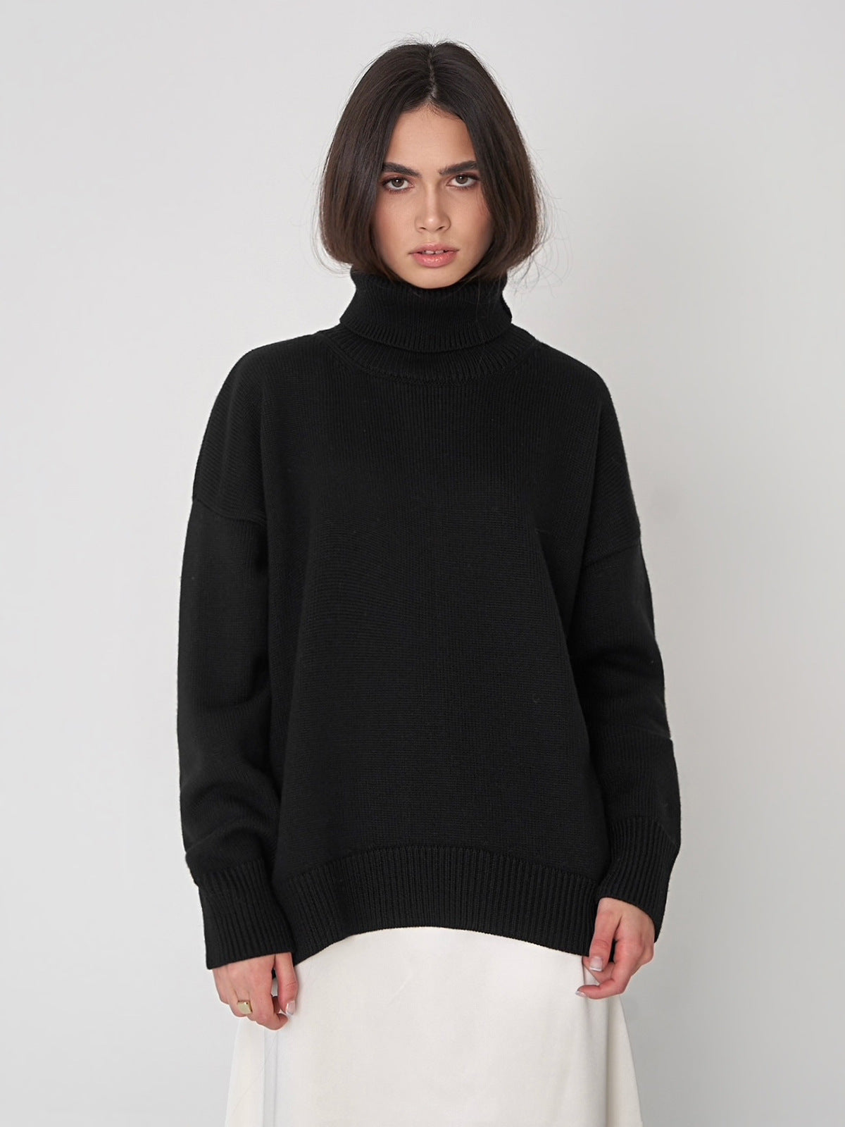 Women's Solid Color Turtleneck Loose Pullover Sweaters