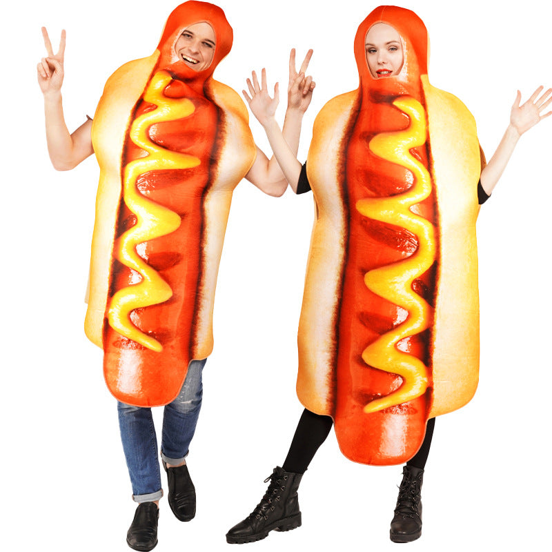 Combinaisons de spectacle sur scène pour adultes avec motif de hot-dog amusant