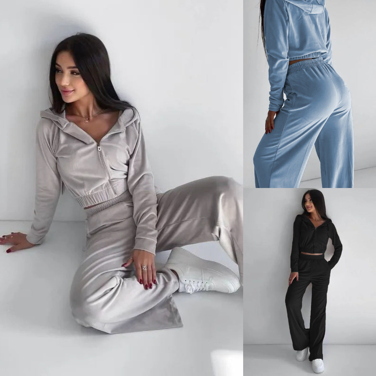 Women's Hooded Casual Sweatshirt Two-piece Set Suits