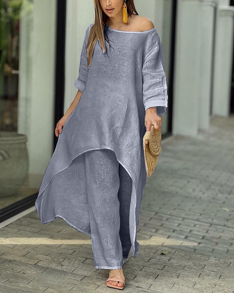 Women's Linen Fashion Casual Irregular Long Sleeve Wide Suits