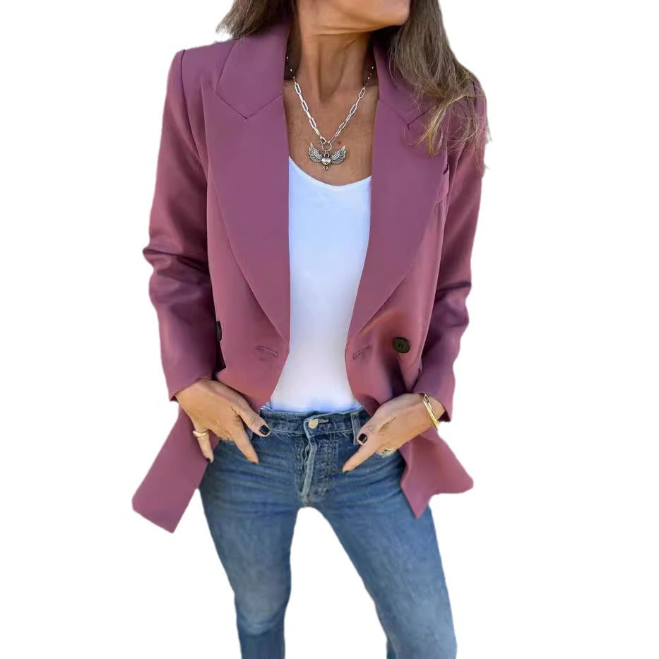 Blazers à manches longues pour femmes, couleur unie, mode automne