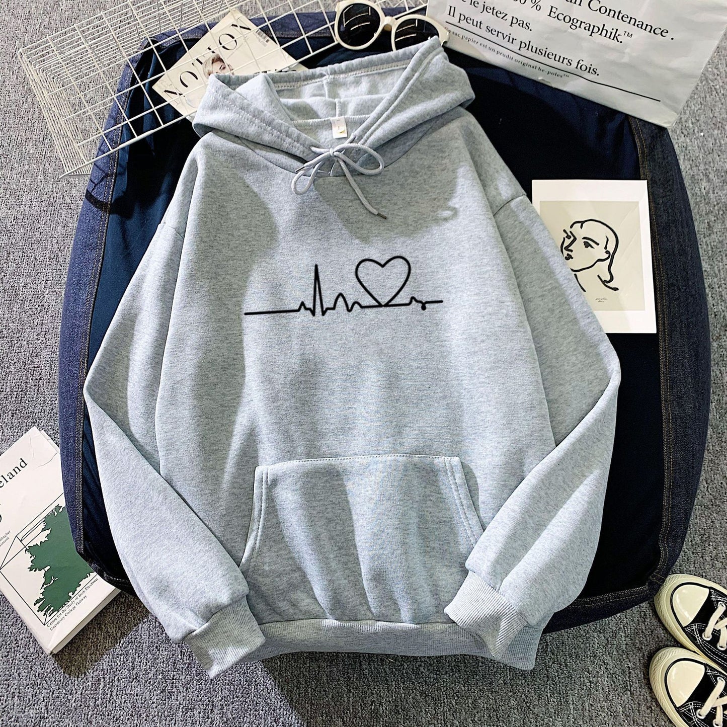 Women's Long-sleeved Hoodie For Couples Loose Korean Sweaters