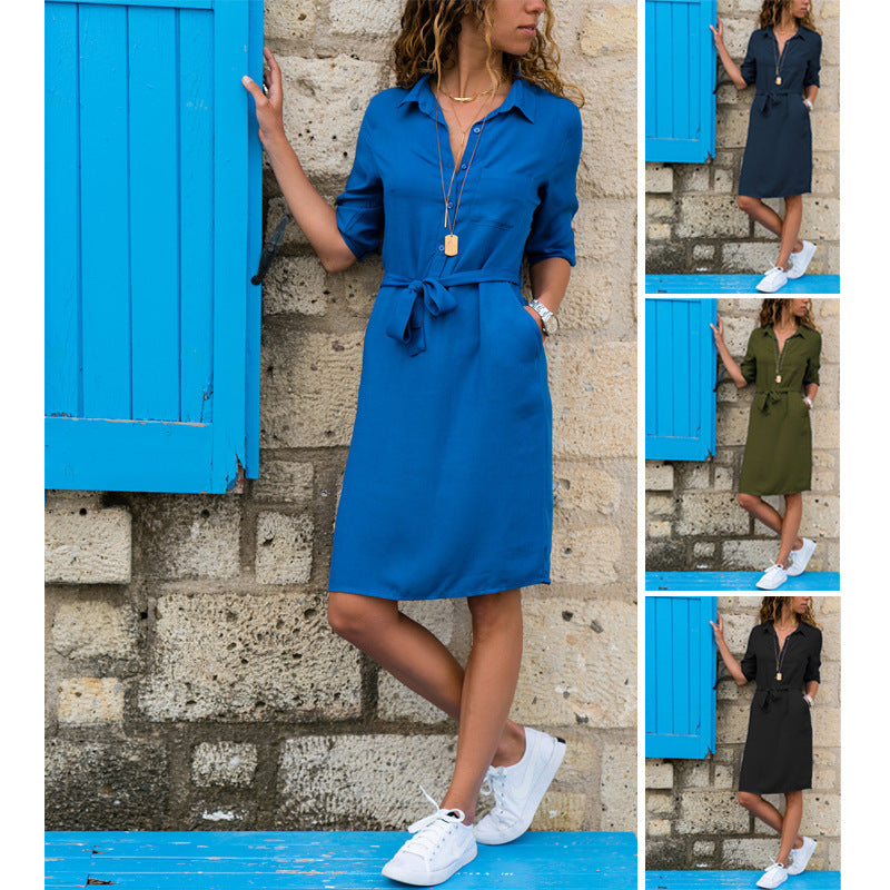 Pretty Classy Casual Three-quarter Sleeve Tied Dresses