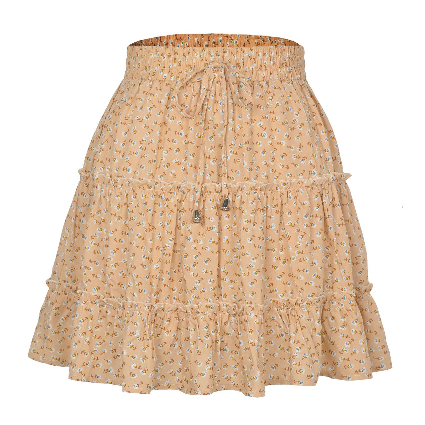 Women's Summer High Waist Ruffles Floral Printing Skirts