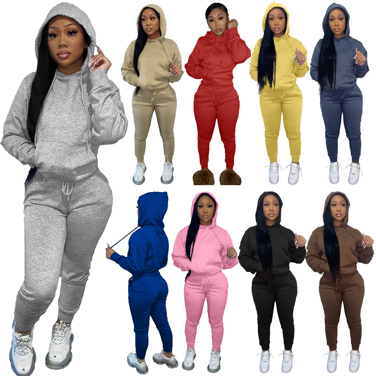 Women's Padded Hooded Sweatshirt Two-piece Leisure Sports Suits