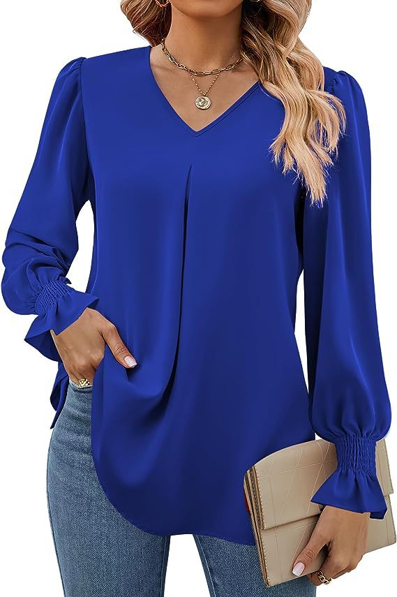 Chemise en mousseline de soie colorée pour femmes, pull-over, hauts longs en corne