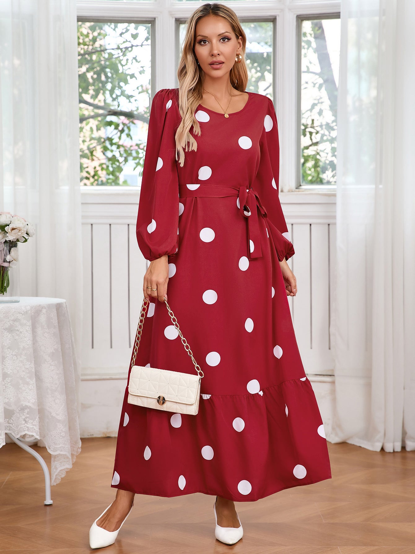 Women's Polka Dot Slim Dress Elegant Graceful Dresses