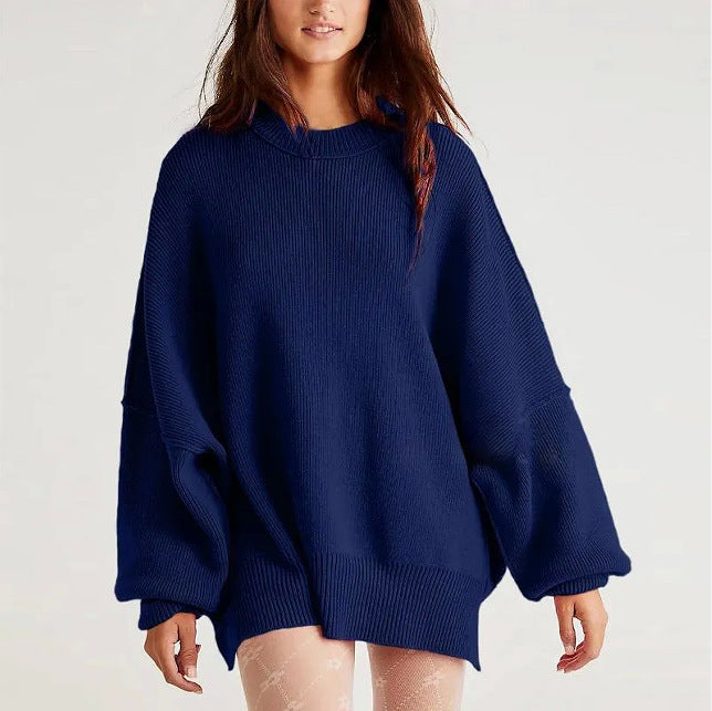 Women's Batwing Long-sleeved Autumn Knitted Side Slit Sweaters