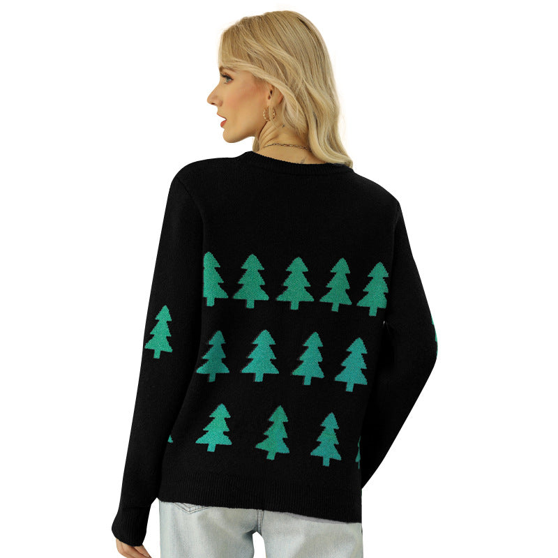 Women's Christmas Knitted Long Sleeve Red Pullover Sweaters