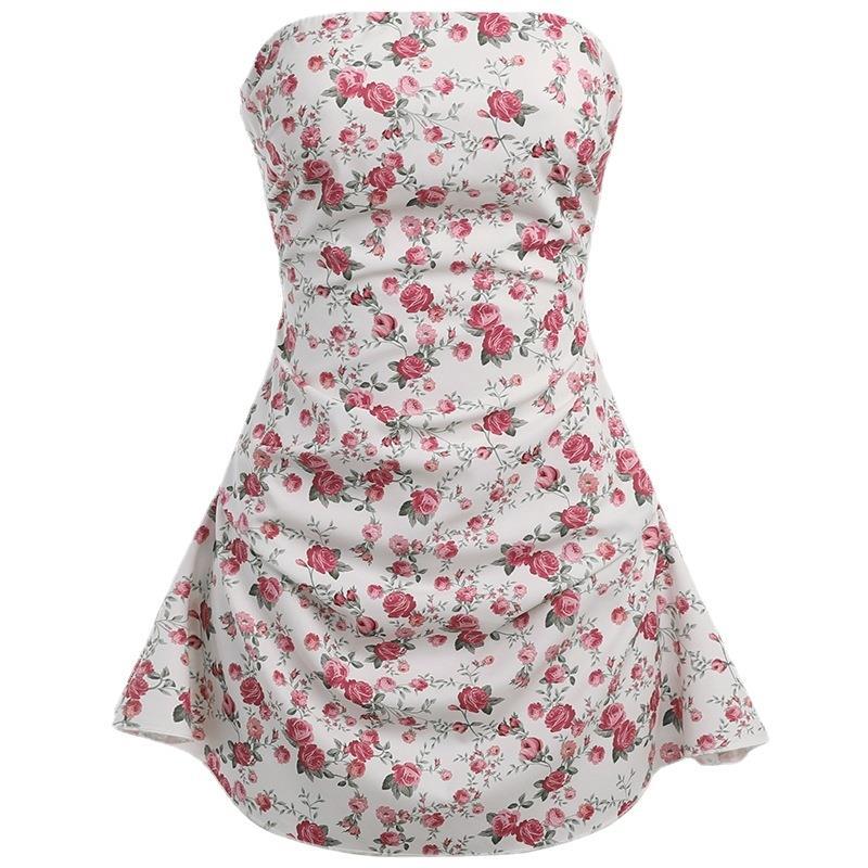 Women's Tube Floral Bare Back Dress Casual Dresses