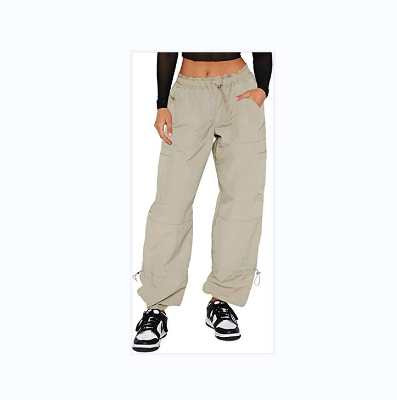 Pantalon cargo décontracté ample et droit glamour pour femme