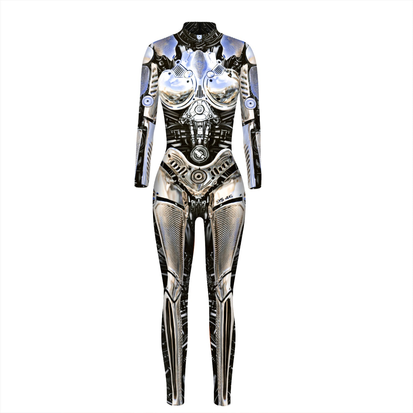 Women's Machine Skeleton Digital Printed Wear Slim-fit Costumes