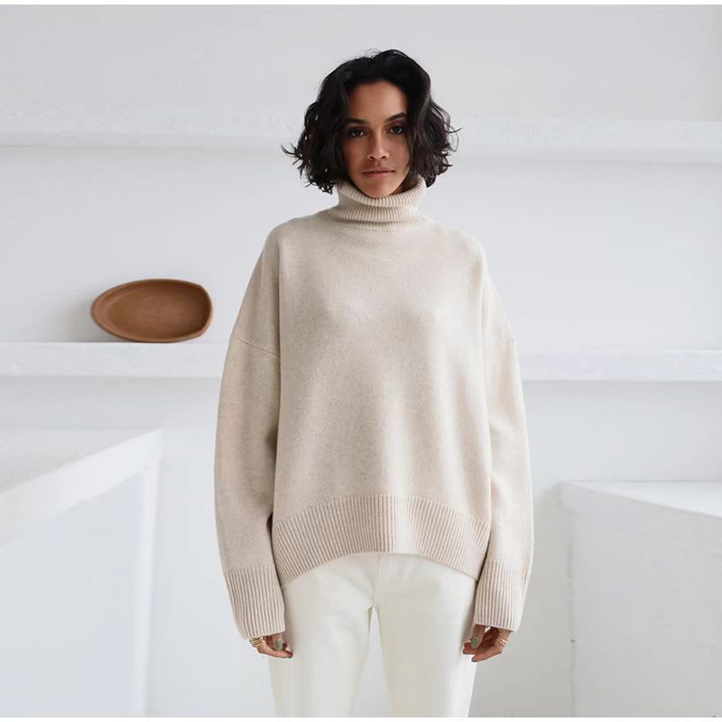 Stylish Slouchy Women's High Collar Loose Sweaters