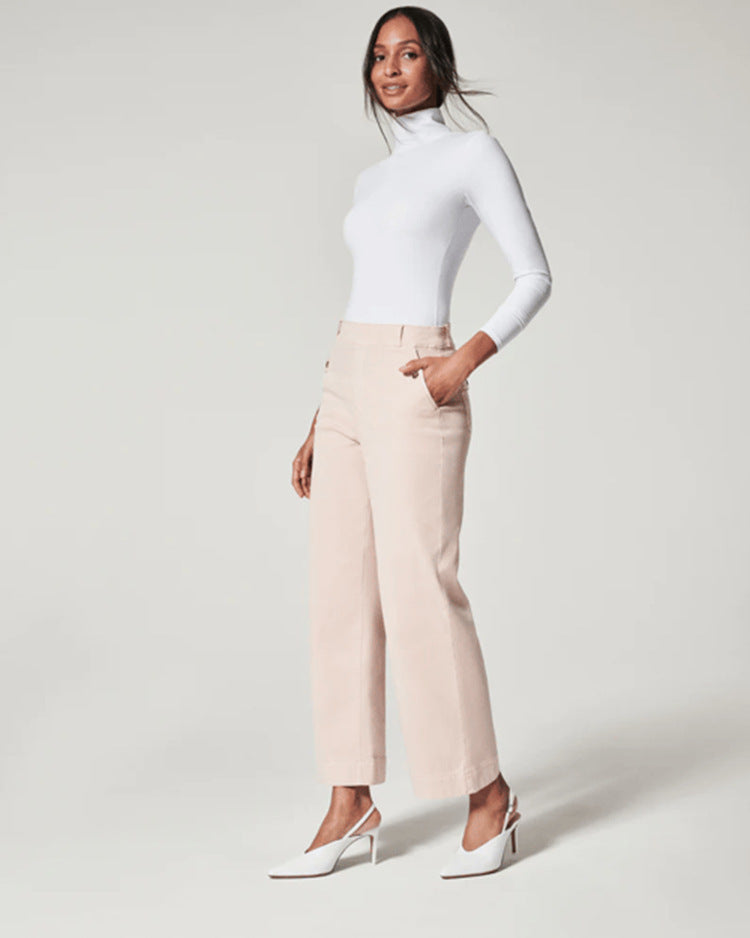 Pantalon drapé décontracté taille haute pour femme