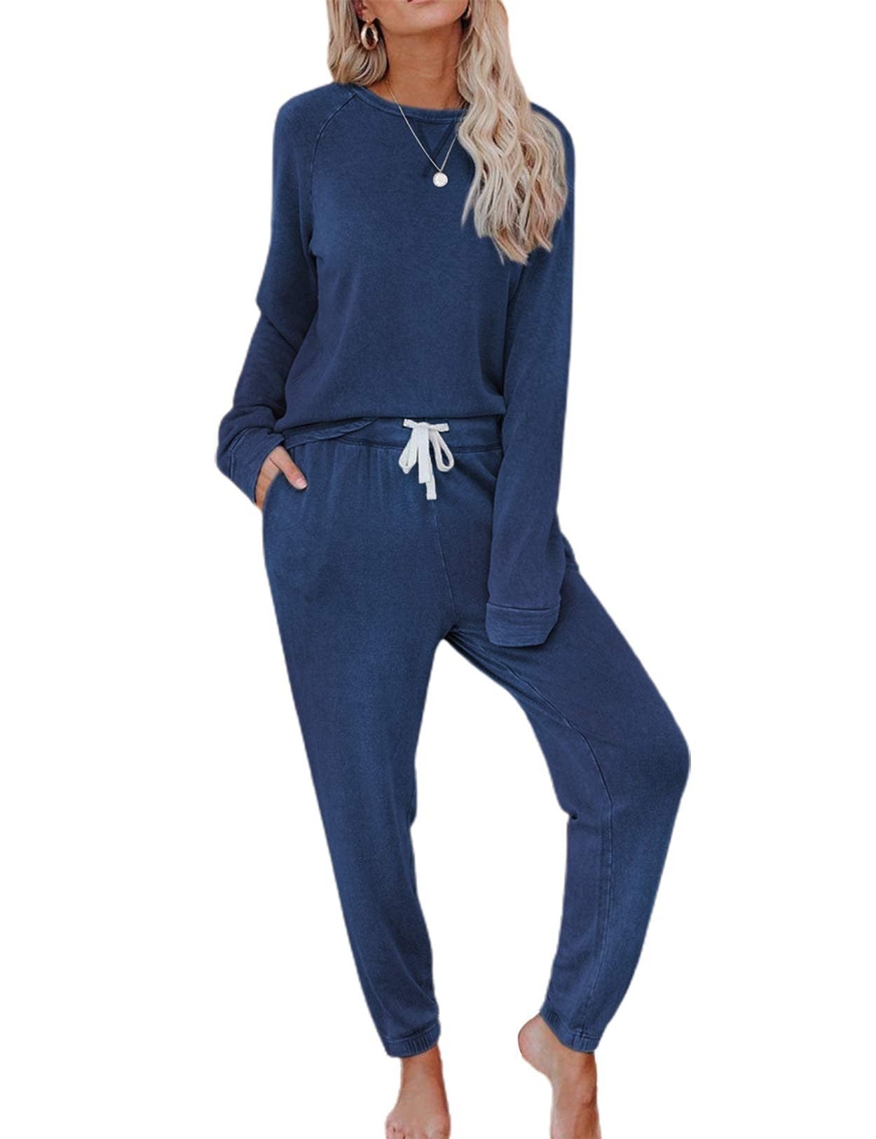 Women's Home Wear Casual Long-sleeved T-shirt And Suits