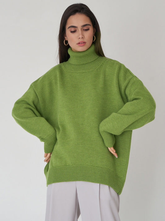 Women's Solid Color Turtleneck Loose Pullover Sweaters