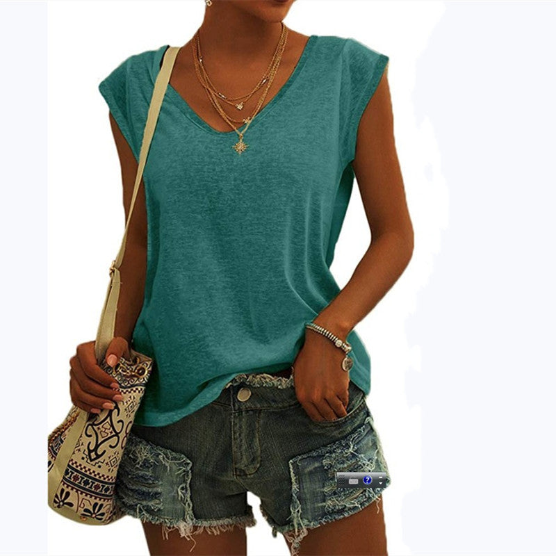 Women's Solid Color Cover Sleeve Casual Loose Blouses