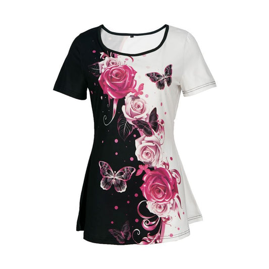 Women's Butterfly Floral Print T-shirt Skinny Fashion Suits