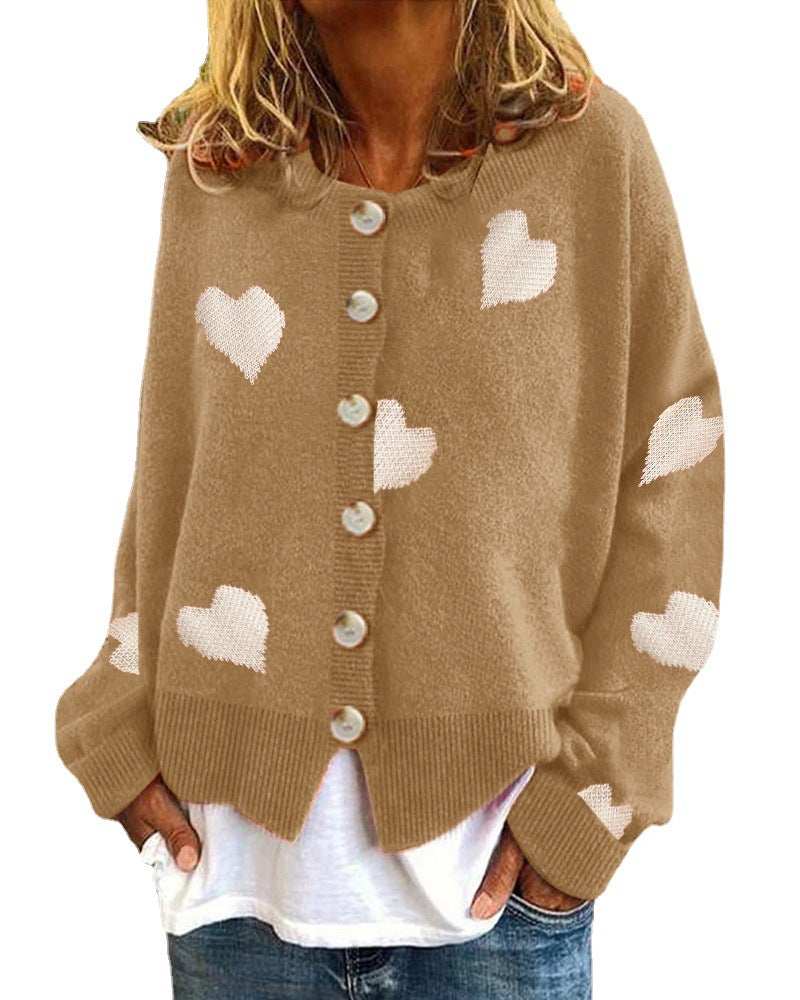 Beautiful Graceful Women's Knitted Single-breasted Love Sweaters