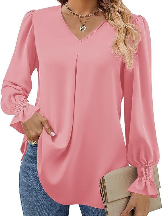 Chemise en mousseline de soie colorée pour femmes, pull-over, hauts longs en corne