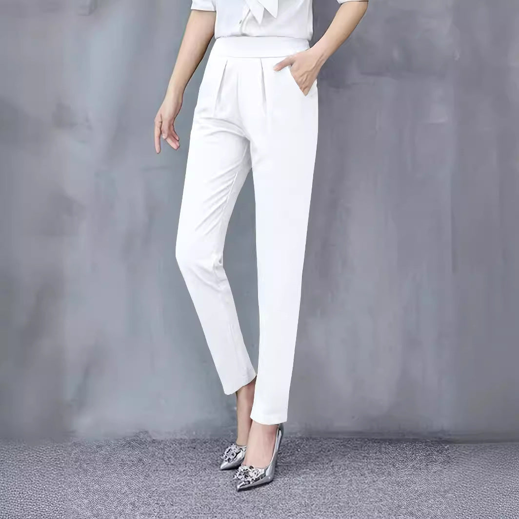 Pantalon moulant moulant pour femme, coupe slim, drapé, sarouel, décontracté, tendance, pour l'extérieur