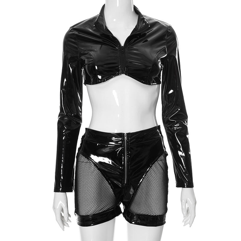 Sexy Halloween Versatile Casual Leather Stitching Suits