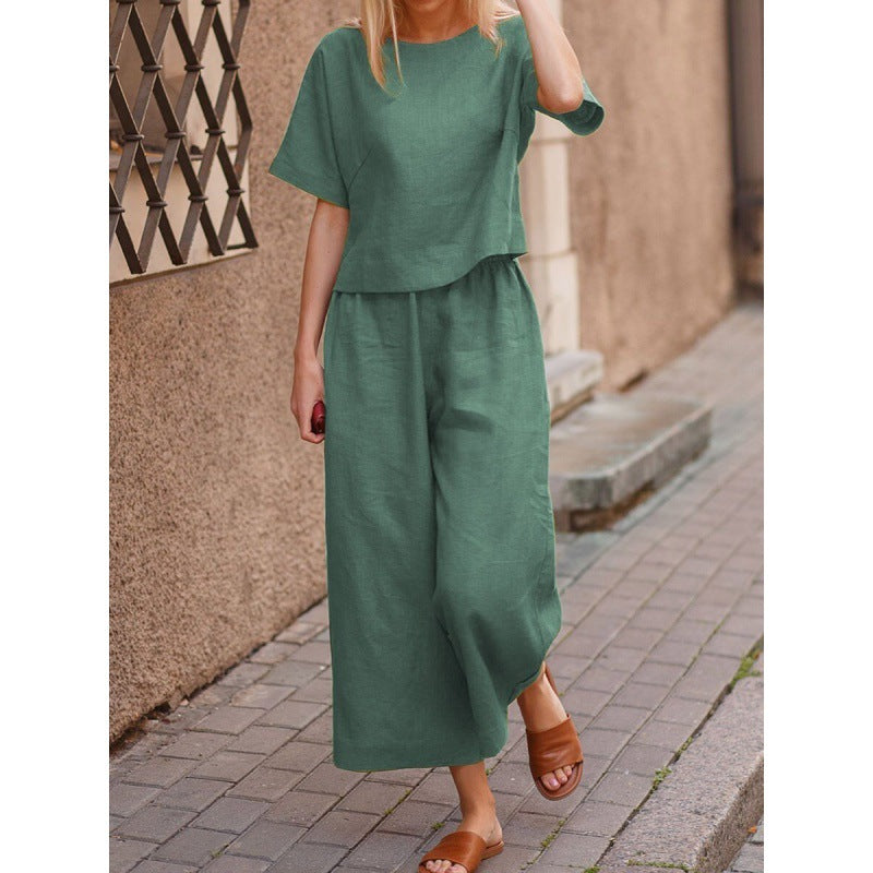 Loose Solid Color Shirt And Trousers Suits